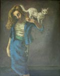 Maeve with Cat a painting by Mervyn of his wife, c1940